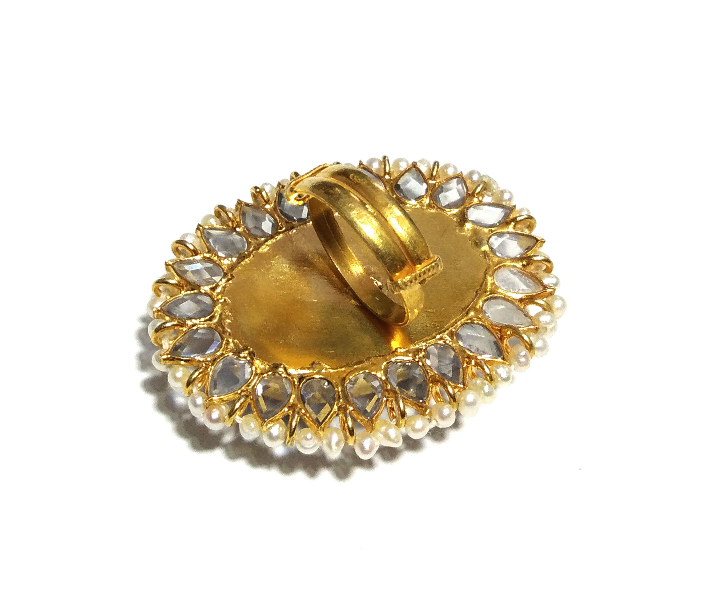 Lapis Lazuli, Fresh Water Baroque Pearl, Zircon Stone Ring, 925 Solid Starling Silver Gold Plated Ring, Stone Size 29x23mm Handmade Ring